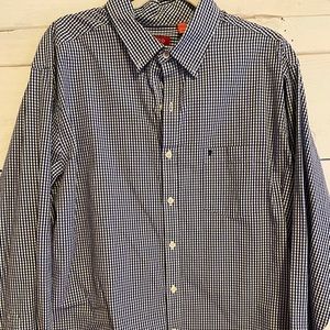 Blue and white checkered casual button down Izod